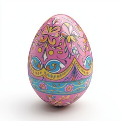 Fototapeta premium 3D icon cartoon decorated Easter egg with patterns, isolated on a white background --quality 2