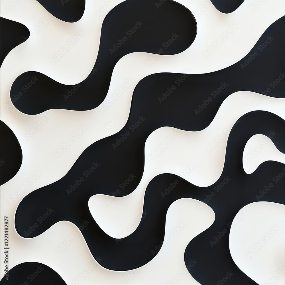 Poster monochromatic waves forming geometric patterns, dynamic motion captured in abstract art, visual rhyt