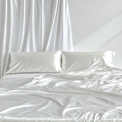 Elegant Satin Sheets on Minimalist White Bed for Luxurious Sleep and Relaxation 15