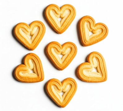 heart shaped cookies with white background
