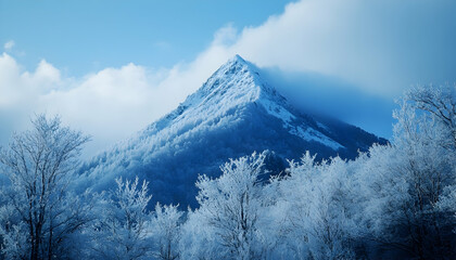 Mountain peak in the snow