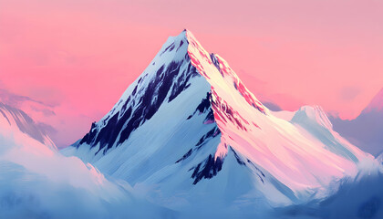 Mountain peak in the snow