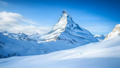 Mountain peak in the snow