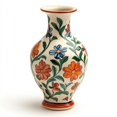 An elegant ceramic vase features delicately painted colorful flowers in a traditional style, making it a stunning piece for sophisticated home decor accents.