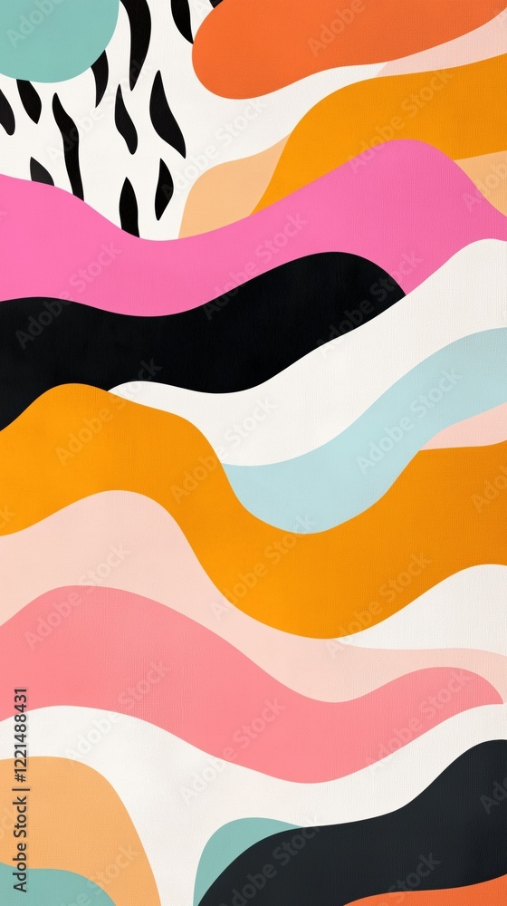 Poster a colorful abstract painting with a lot of different colors and shapes. the painting has a lot of di