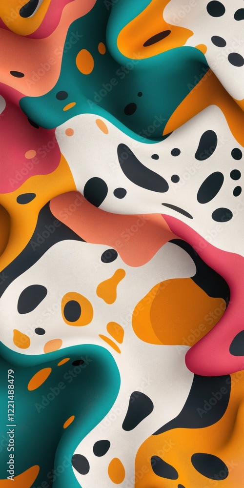 Poster a colorful abstract painting with a lot of dots and splatters. the painting is a mix of different co