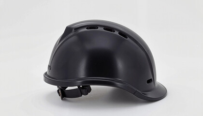 Obraz premium Curved black hard hat showcasing adjustable strap, safety gear concept