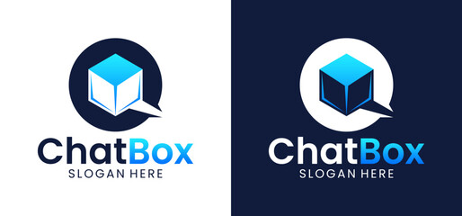 Inspiration illustration design logo talk and vector box icon.