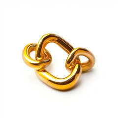 Obraz premium A close-up shot of a shiny gold link on a white surface, perfect for jewelry or accessory designs