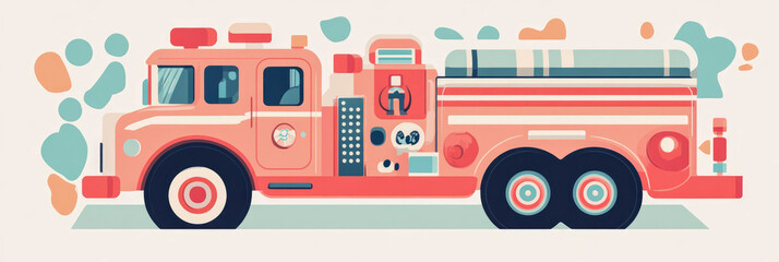 Retro Fire Engine Stylish Illustration