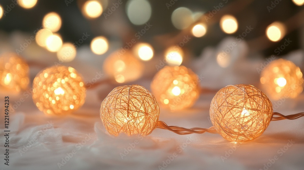 Aufkleber warm glowing string lights with cozy atmosphere and soft bokeh background
