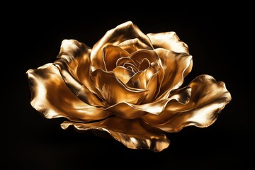 Opulent gold rose sculpture with exquisite reflective details