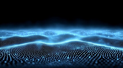 Abstract glowing grids receding into the distance, with a wide, clean foreground.