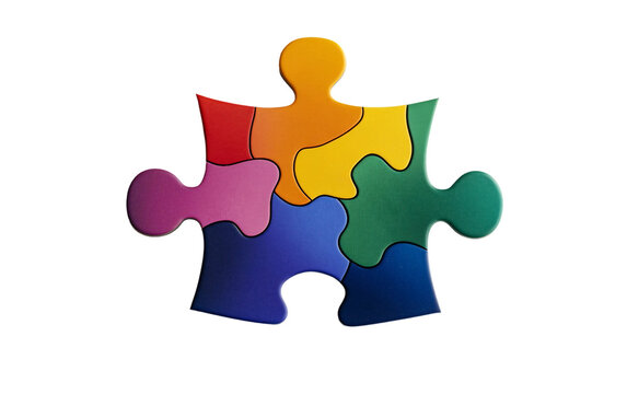 Vibrant Puzzle Pieces Celebrating Diversity Isolated on transparent background.