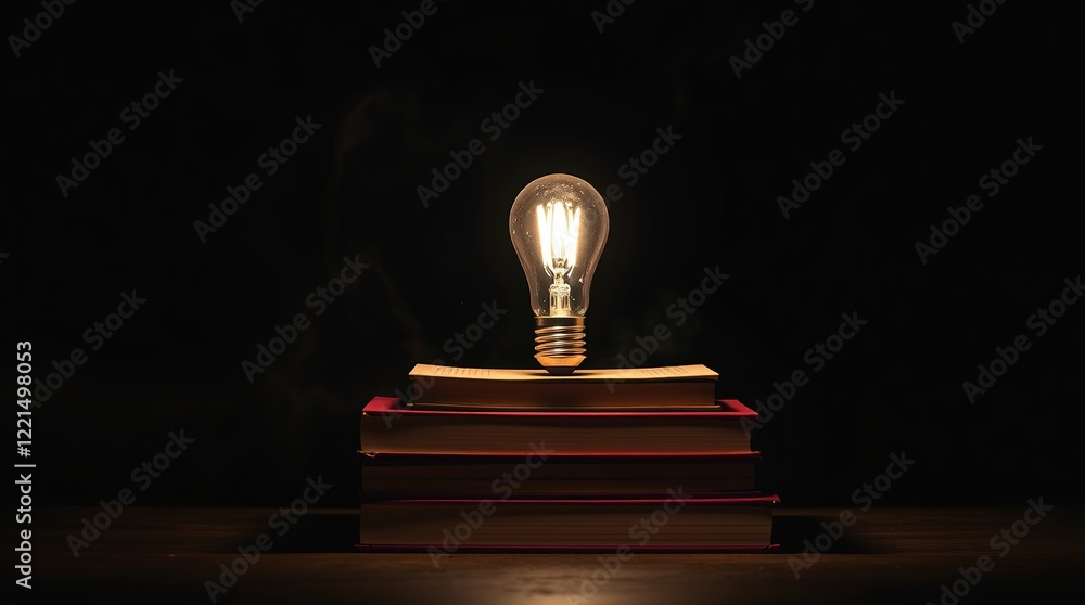 Aufkleber a light bulb on stack of books in vibrant background. ai powered personalized learning tailored book