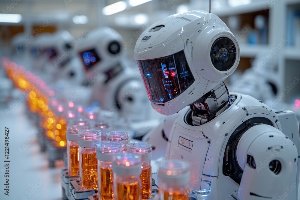 Poster group of robots standing in a row