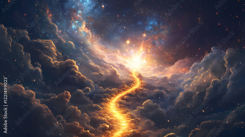 Canvas Prints golden path extends sky