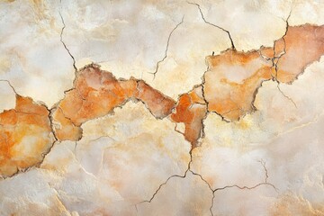 Cracked textured wall with beige and orange tones, showing signs of age and weathering.