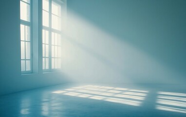 Obraz premium Sunbeams through window in empty room.