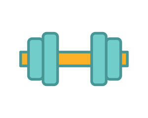 Vibrant teal and gold dumbbell icon, perfect for fitness apps, websites, or gymrelated designs.  Clean, modern style.  Simple yet effective visual representation of strength training.