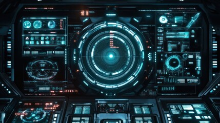 Futuristic Spaceship Control Panel:  High-Tech Interface Design