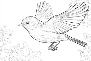 Obraz premium Bird outline with open wings and short legs, ideal for kids