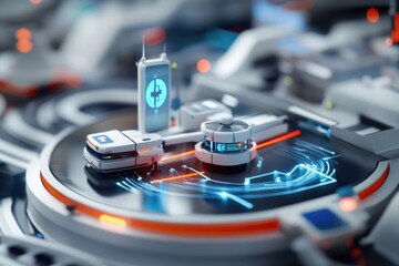 Obraz premium Close-up of a turntable with electronic components