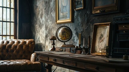Vintage Interior with Rustic Decor and Antique Chair