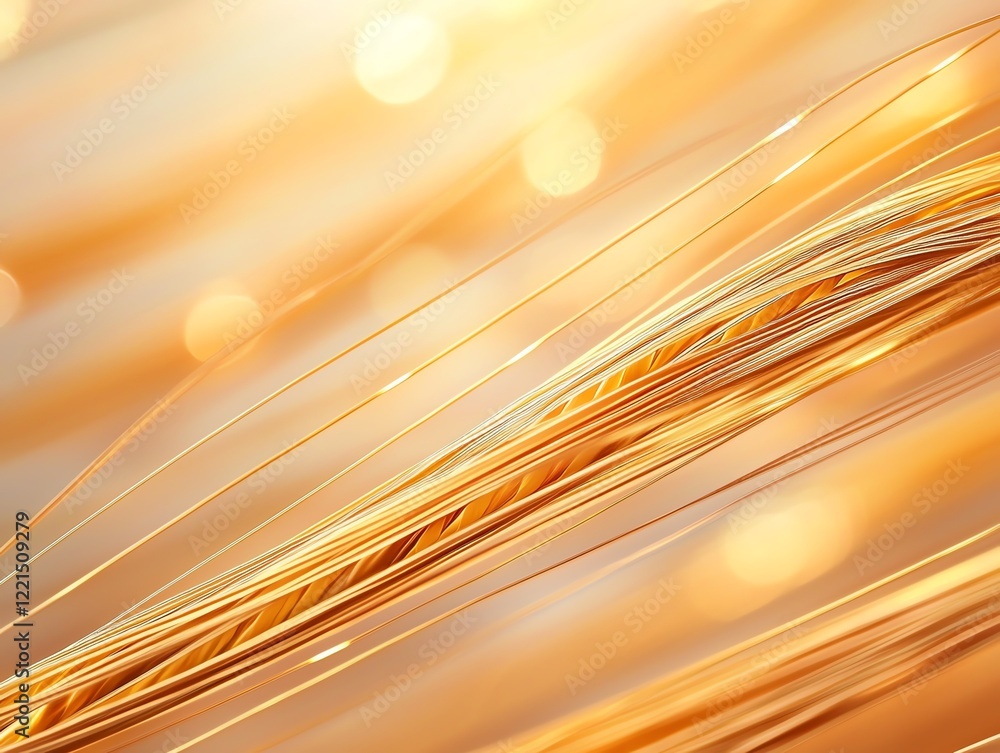 Poster a captivating close-up image featuring flowing lines of golden hues, creating a mesmerizing abstract