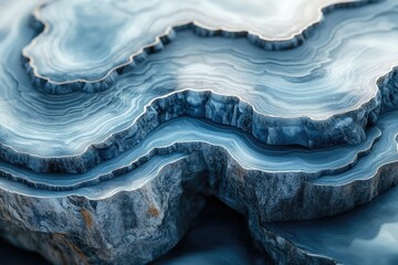 Layered blue stone with intricate, wavy patterns resembling a miniature landscape.