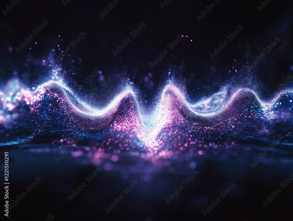 Poster layered sound waves: abstract heartbeat visualization. vibrant, dynamic design element perfect for