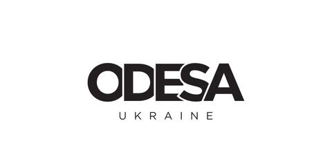 Odesa in the Ukraine emblem. The design features a geometric style, vector illustration with bold typography in a modern font. The graphic slogan lettering.