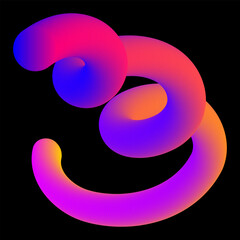 Abstract fluid curve shape. Gradient blend line icon. Creative design element. Vector illustration isolated on black background.