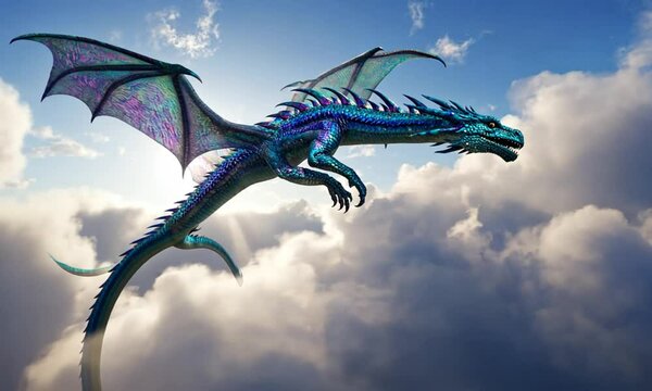 mythological animal background a giant dragon flying above the sky