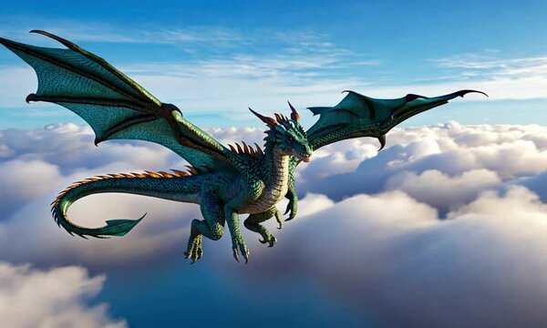 mythological animal background a giant dragon flying above the sky