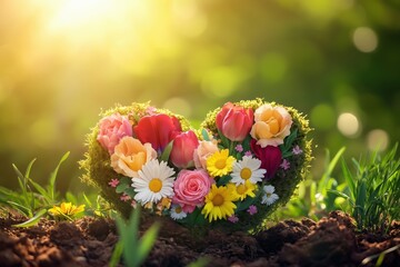 Blooming love declaration – naturally grown heart of flowers