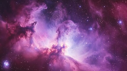 Naklejka premium Pink cosmic nebula, starfield, science, space background