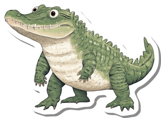 A Cute Cartoon Crocodile Stands Tall And Proud