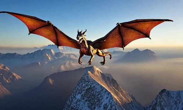 mythological animal background a giant dragon flying above the sky