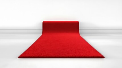 Obraz premium Red carpet on white floor, indoor event, empty stage