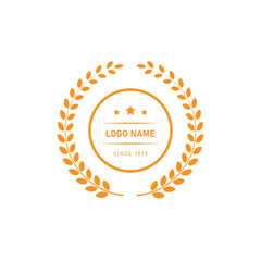 Golden Laurel Wreath Logo Badge design