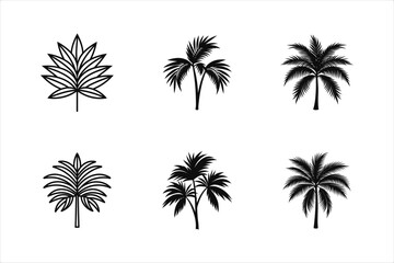 Obraz premium Beautiful Palm Tree Leaf Icons Silhouette Vector Illustration