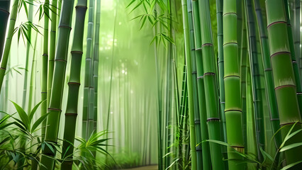 Obraz premium 竹, 竹林, 自然, 自然の風景, 禅の雰囲気, 緑豊か, 静けさ, 日本庭園, 東洋美学, 水の反射, 瞑想, バランス, 調和, 熱帯植物