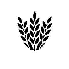 Wheat Stalks Icon:  A minimalist black and white icon featuring three stylized wheat stalks, symbolizing harvest, agriculture, and abundance. 