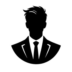 Businessman Silhouette: A strong, stylized silhouette of a man in a suit and tie, perfect for representing anonymity, professionalism, or user profiles.