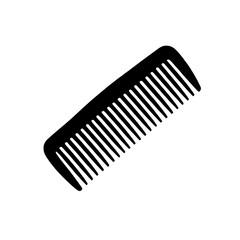Simple Comb Icon: A classic black comb icon, perfect for hairdressing, beauty, and personal care themes, adding a touch of elegance and practicality to any design. 