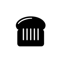 Simple Bread Icon: A minimalist black and white icon depicting a single slice of bread, perfect for bakery logos, food blogs, and cooking websites.  