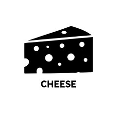 Cheese Icon: A simple yet effective black and white illustration of a slice of cheese with distinctive holes. Perfect for websites, apps, and social media. 