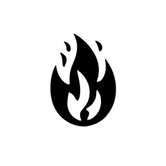 Black Flame Icon: A minimalist black flame icon with a simplified design. The flame symbolizes heat, power, passion, and energy. This versatile design can be used as a symbol of motivation, fire.