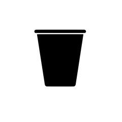Simple Black Disposable Cup Icon: An isolated, minimalist silhouette of a single, standard disposable cup, perfect for branding, design elements, and graphic projects.